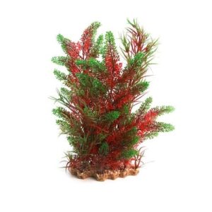 Aqua One Ornament Plastic Plant Red Pontederia Typha with Gravel Base XL 39cm